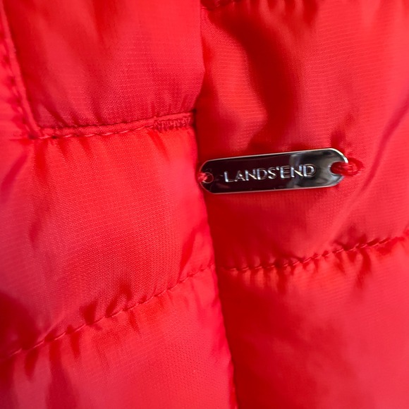 Lands' End PrimaLoft Quilted Coat Red Snap Front Jacket 8P - Picture 6 of 11